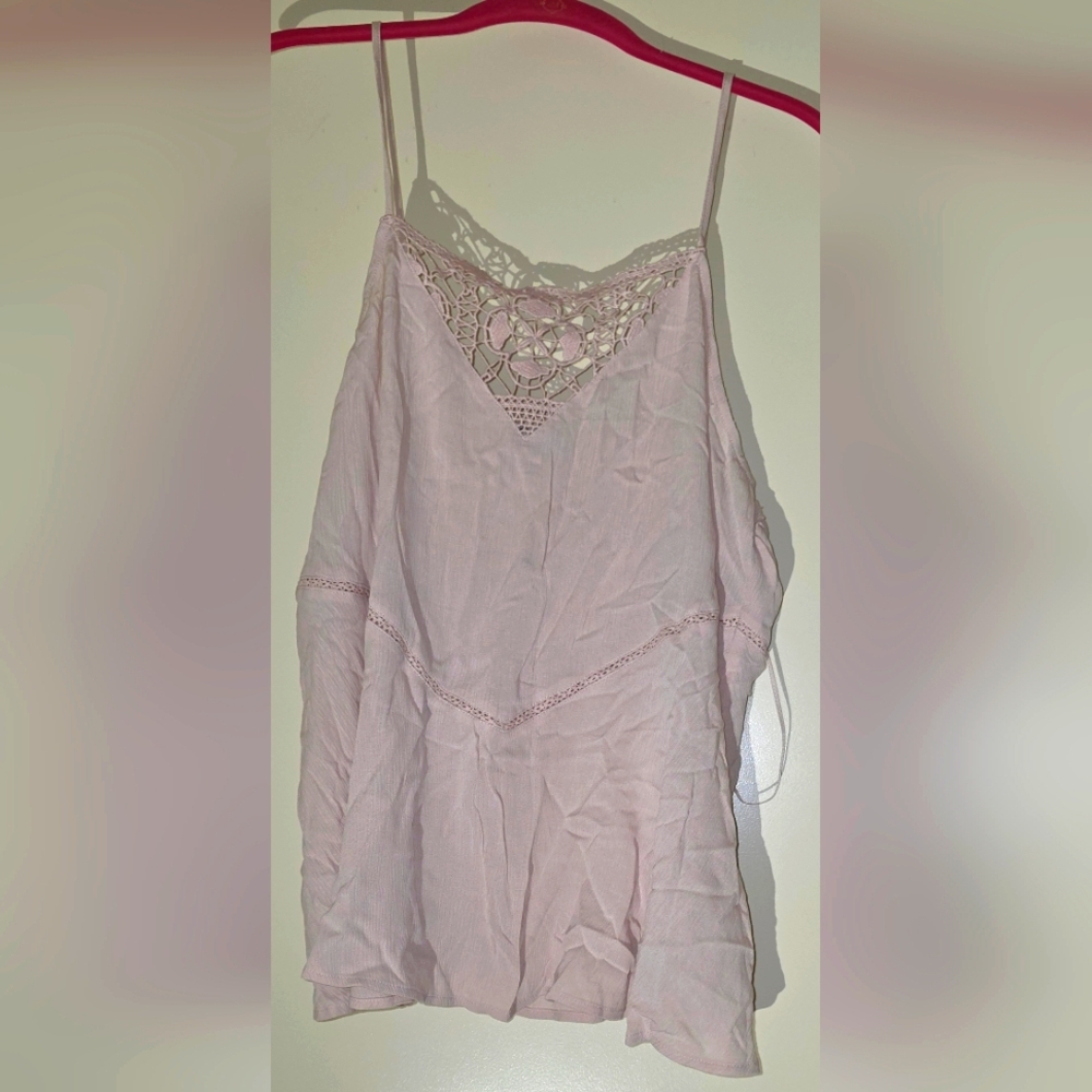 Express Pink Lace Trim Cami Top